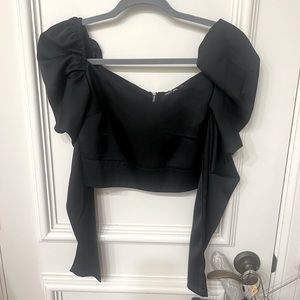 NWT Nasty Gal Satin Power Shoulder Cropped Top 4